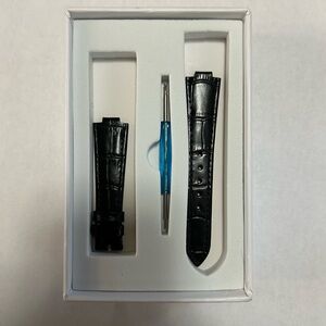 Black leather watch band